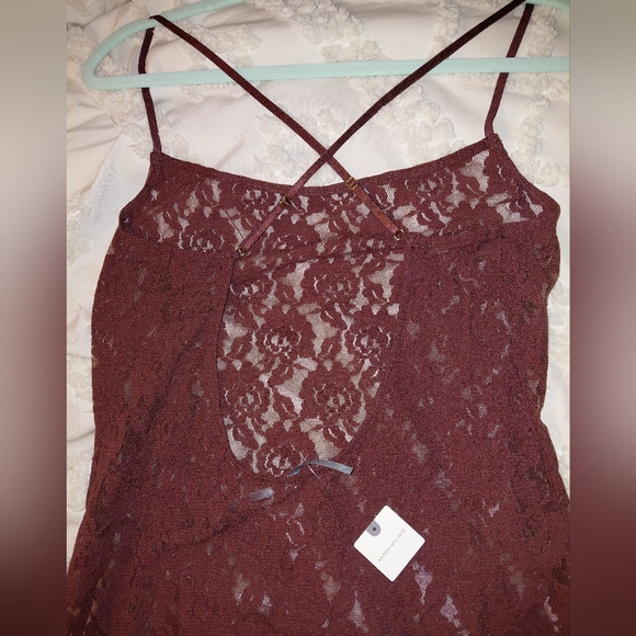 Anthropologie Lace Godet Maxi Slip Dress In Cocoa - Picture 9 of 12